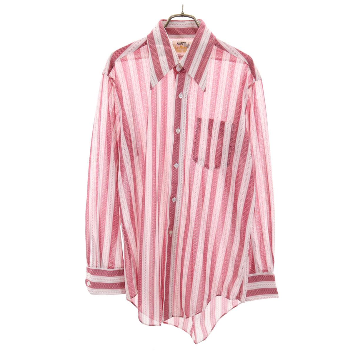 

LE MANS 70-е Винтажные Наполнители для воротника Полосатый узор Рубашка с длинным рукавом на пуговицах Мужская Б/У