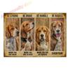 Mfoever Tin Sign Vintage Beagle Dog Coffee Tea Metal Tin Sign Set Retro Funny Pet Wall Art Decor for Home Kitchen Bar Rustic Iron Painting Plaque