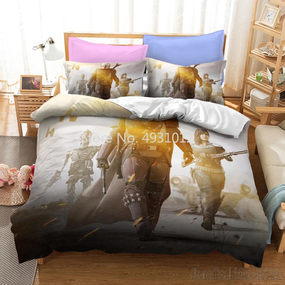 Anime 3D Printed Warrior Mandalorian Child Bedding Set Baby Duvet Cover Sets Bedclothes Twin Single King Kids Adult Gift