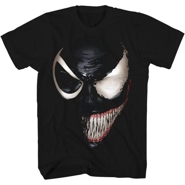 Marvel Venom Face Black 100% Cotton T-shirt Mens Tees Top New 4XL