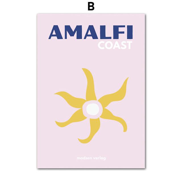 Massivholzrahmen Abstrakte Palmblattkoralle Reise Bunte Vintage Poster und Drucke Nordischer Stil Leinwandmalerei Wandkunst Wohnzimmerdekoration