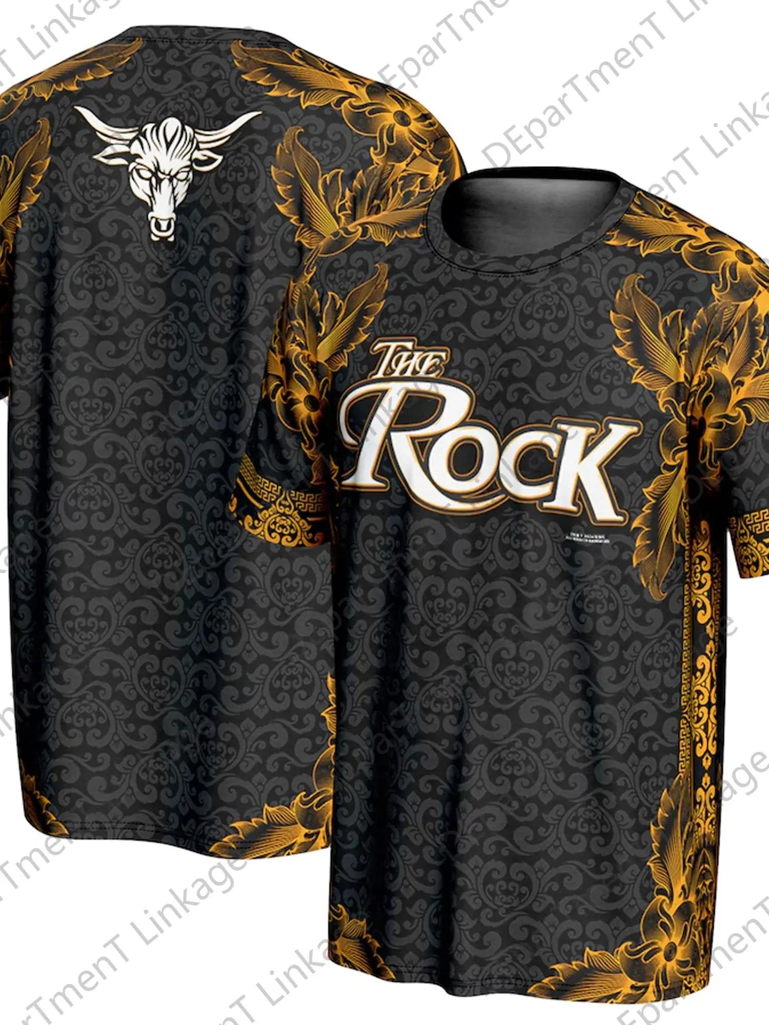 2024 Новое поступление Летняя футболка Wrestling Match The Rock ProSphere Golden Paisley с цифровой печатью Футболка большого размера для детейвзрослых 6XL красный 1219₽