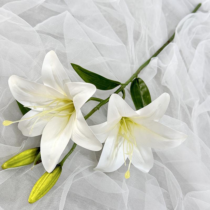 Luxury Artificial Lily 2head Florals With Delicate Craftsmanship For Home Decoration And Wedding Settings
