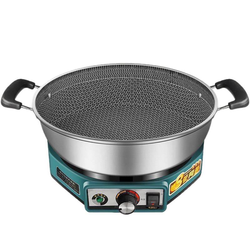Stainless Steel Non-stick Electric Pancake and Frying Pan - Deepened and Enlarged Multi-functional Flat Bottom Grill Pan.