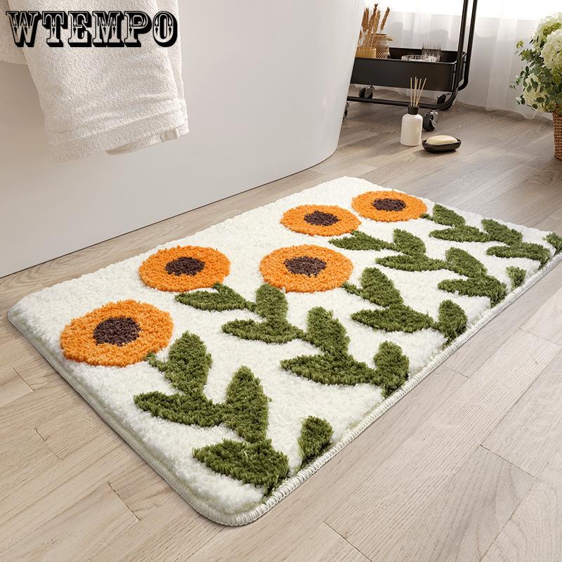 Flower Floor Mat Thickened Bathroom Mat Wear-resistant Bathroom Door Mat Dirt Resistant Entrance Mat