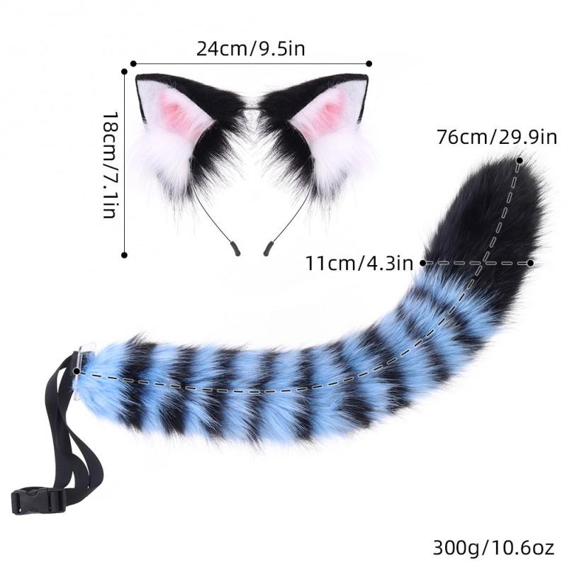 Plush Animal Ear Headband Tail Set Kpop Cosplay Costume Cartoon Style Handmade Furry Accessories