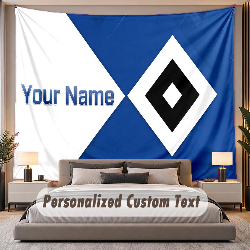 Custom Name Text Tapestry Hamburger SV Personalized Polyester Wall Tapestry For Bedroom And Room