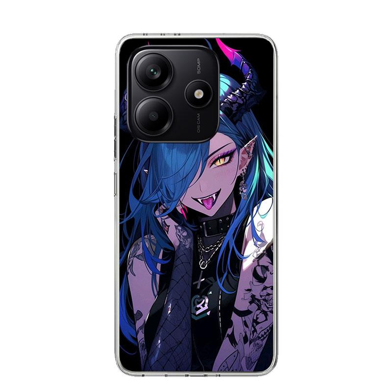 Cartoon Cool Demon Girl Phone Case For Xiaomi Redmi Note 15 14 13 12S 12 Pro Plus 11S 11E 11 11T 10S 10 Art Soft Pattern Cover R