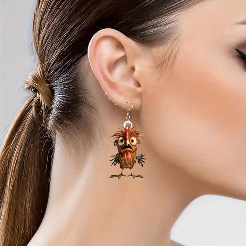 Acryl 2D Flache Ohrringe Cartoon Stil Tierdesign Anhängerohrringe Persönlichkeitszubehör Für Frauen