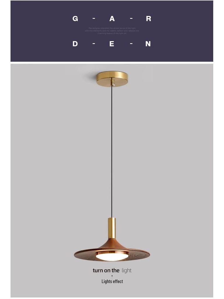Nordic Walnut Three-Head Pendant Light for Dining, Bar, or Bedroom, Vintage UFO Style