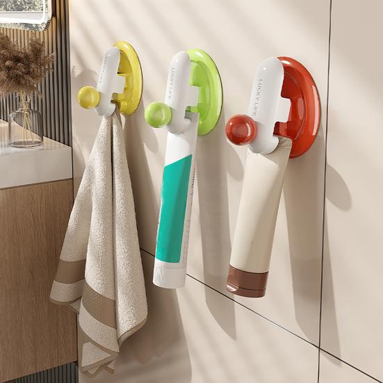 Klebehaken für die Wand Badezimmer Zahnpasta Halter Haken Wandmontierter Cliphaken für Zahnpasta Handtuch Haargummi Küchenaufbewahrung