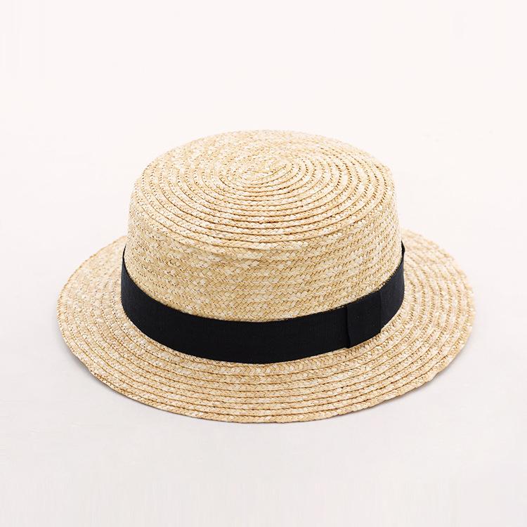 Mode Sommer Damen Breitkrempiger Naturstrohhut Chapeau Damen Sonnenhüte Boater Schwarz Panama Strandhut Sombrero Mujer Fedora Hut