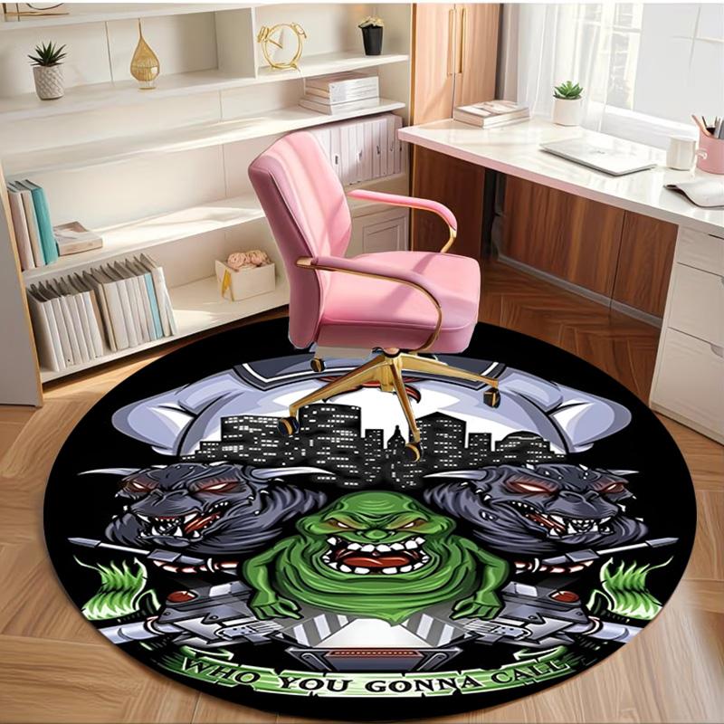 Ghostbusters Print Round Rug, Washable Floor Carpet, For Entryway Dorm Laundry Room Office Study, Home Decor Birthday Christmas Gift