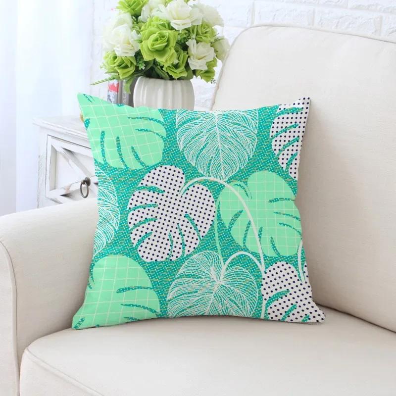 Luxury Home Decor Pillowcase Tropical Rainforest Plant Flower Coconut Print Office Sofa Car Cushion Cover