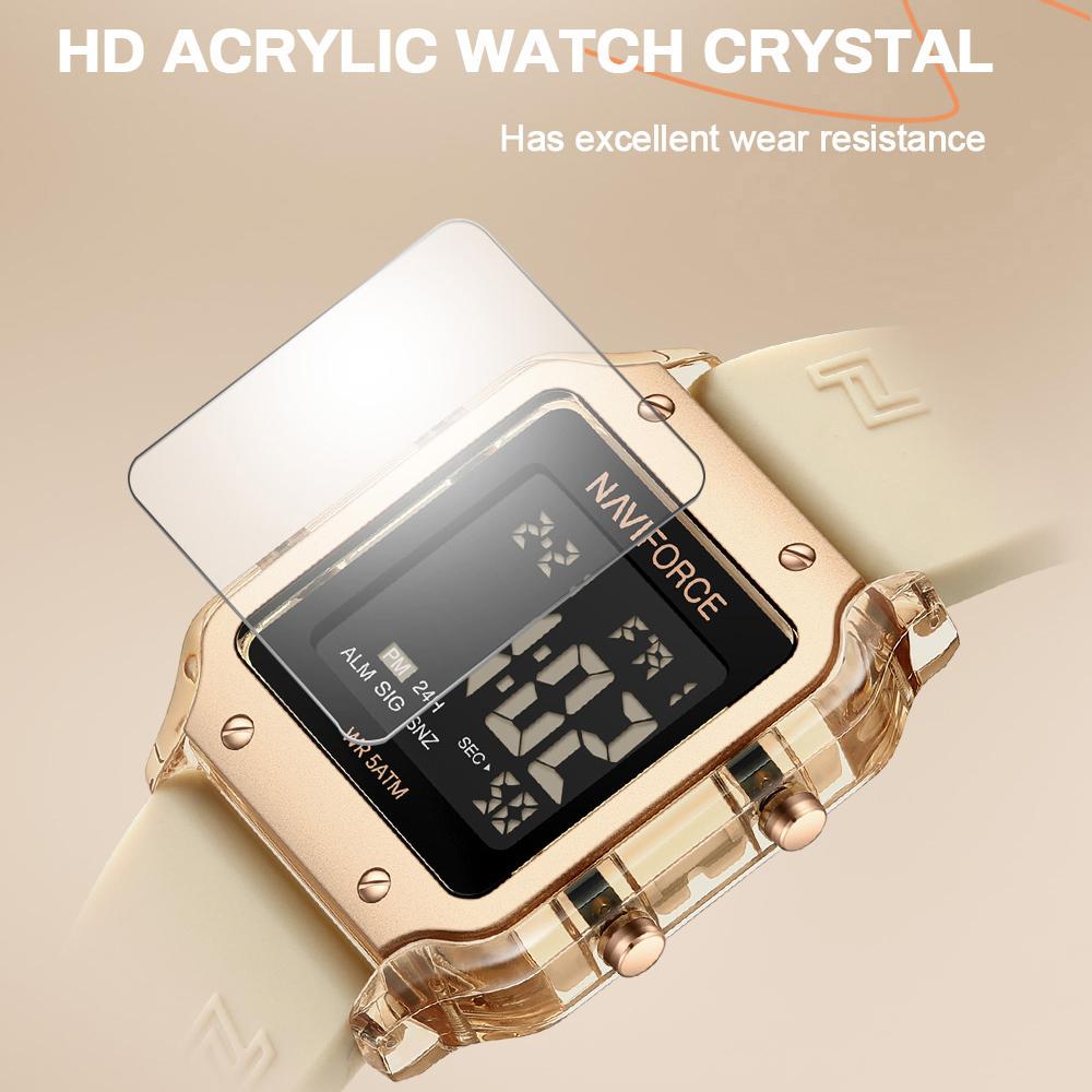 NAVIFORCE Women's Casual DIgital Watch Day Date Night Pattern Waterproof Alarm Silicone Strap Lady Girls Fashion Accessories Watch NF6105