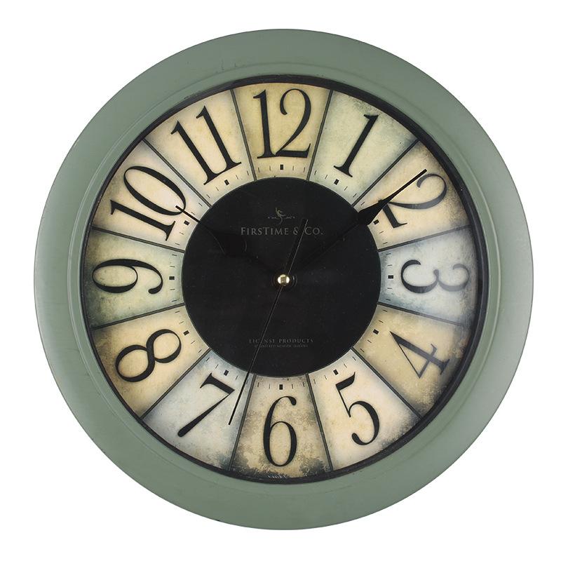 Creative Wall Clock Living Room Silent Clock 12-inch Retro Quartz Clock Bedroom Round Clock