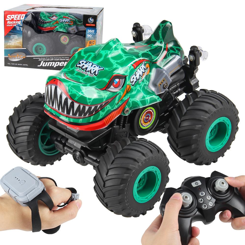 Camion Pickup Stunt cu Lumini cu Telecomandă 2.4G Rotație 360 Grade Mașină cu Telecomandă cu Inducție prin Ceas Jucărie pentru Băieți