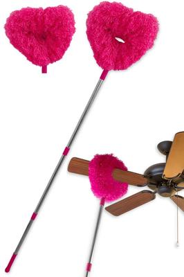 Tierneys Usuwanie Kurzu Wentylator Sufitowy Czyszczenie Wysokich Miejsc Długi Mop Puste Połączenie Otworowe Maksymalnie 144 cm Zmywalny Zestaw z 3-częściową Wymianą (Różowy, Głowa)