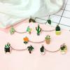 Cartoon-Zimmerpflanzen-Serie Emaille-Pins Kreative Kaktus-Aloe-Broschen mit Kette Dekorative Kleidungspins Geschenk für Pflanzenliebhaber