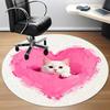 1PC Heart Cat Office Round Area Rug,  Mat Suitable ForOffice, Under Office Chairs Bedroom Living Room Home Decor, Room Deco