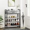 4-Tier Shoe Rack, Hallway Shelf for Up To 9 Pairs of Shoes, Particleboard, Metal, Grey