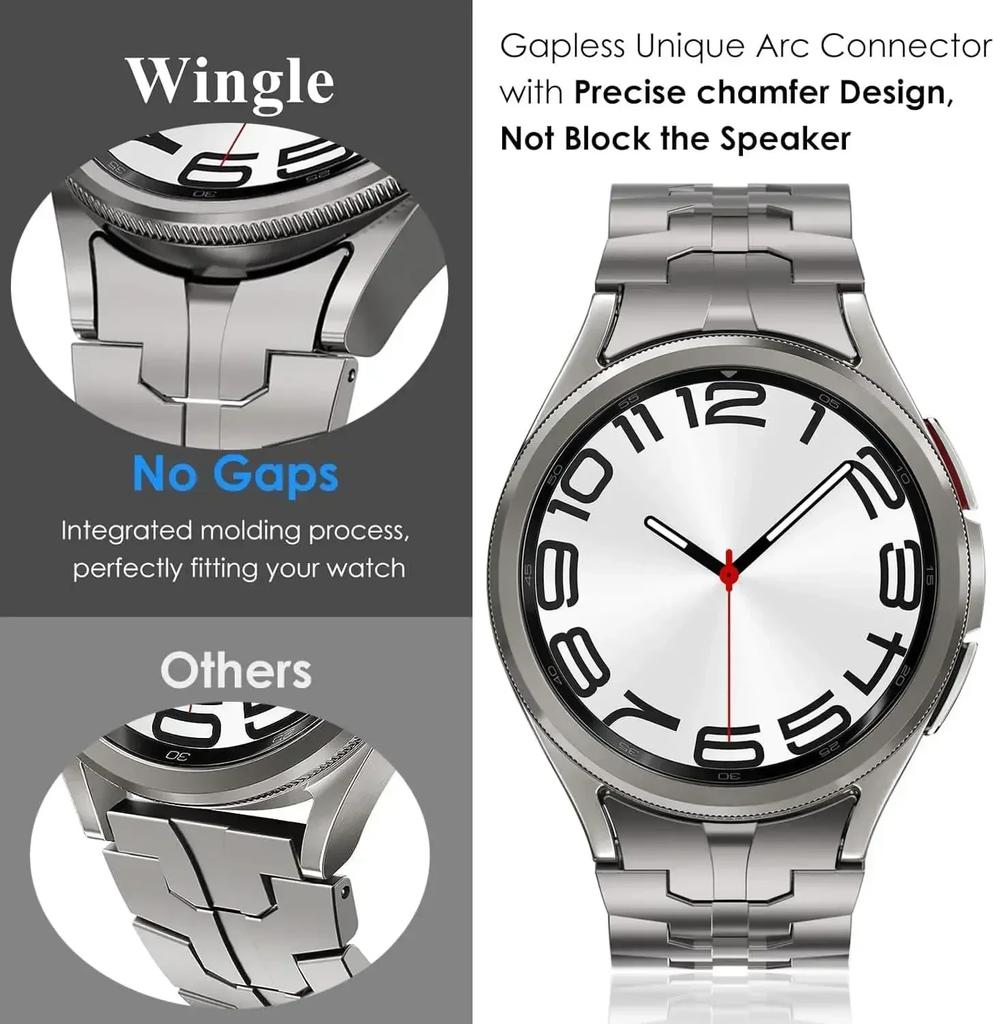 No Gaps Stainless Steel Band for Samsung Galaxy 6 Classic 47mm 43mm 5pro 45mm Men Link Strap for Galaxy 7 6 5 4 44mm 40mm FE