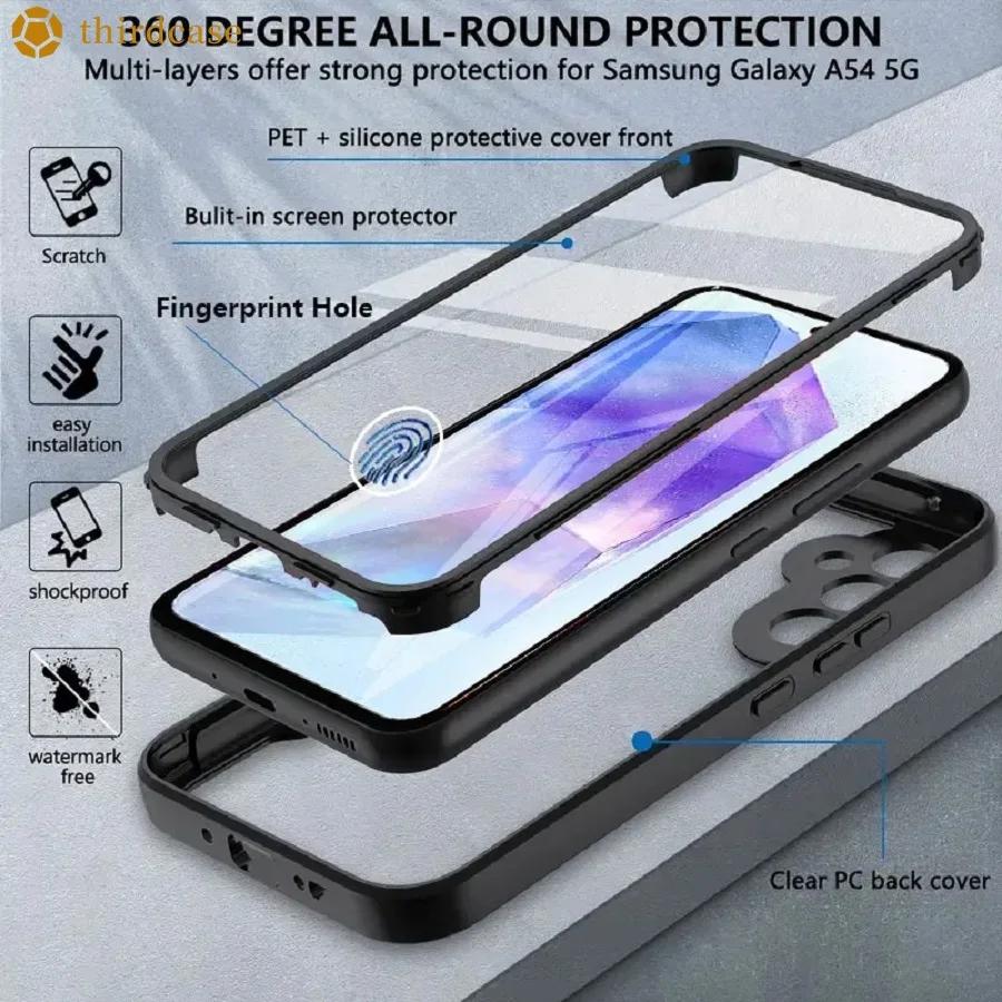 360 Full Body Double Case For Samsung S24 S23 Ultra S22 Plus S21 FE A55 A35 A25 A15 A05 A54 A34 A73 A53 A33 5G Shockproof Cover