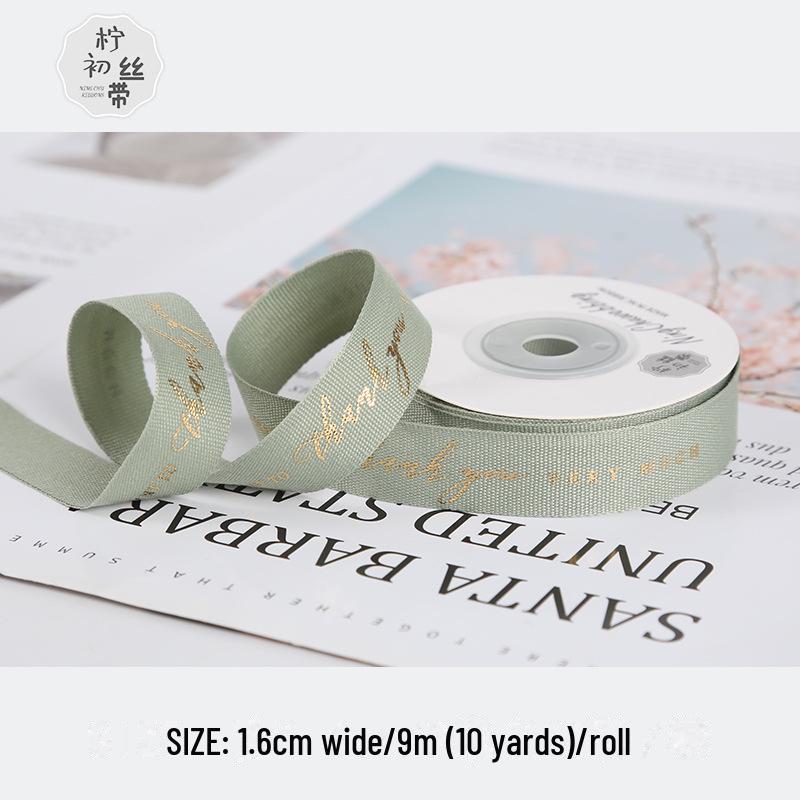 Gold-Stamped Cotton Ribbon for DIY Bows and Holiday Packaging