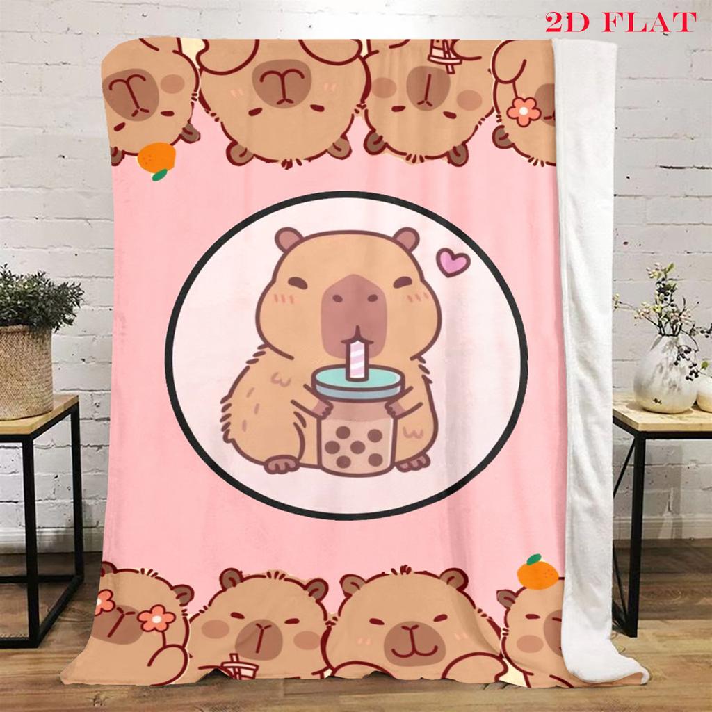 Whimsical Capybara Snacks Blanket Sofa Blanket Blanket Air Conditioning Blanket Bedroom Digital Printing