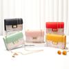 Spring and Summer Matte Sequin Lock Buckle Contrasting Color Chain Small Square Bag Single Shoulder Oblique Span Candy Color Women's Bag