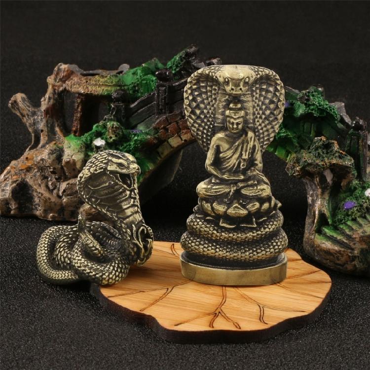 Intricate Metal Buddhas Sculpture With Snake Symbolism Temple Bronze Decoration For Mindful Living And Decors
