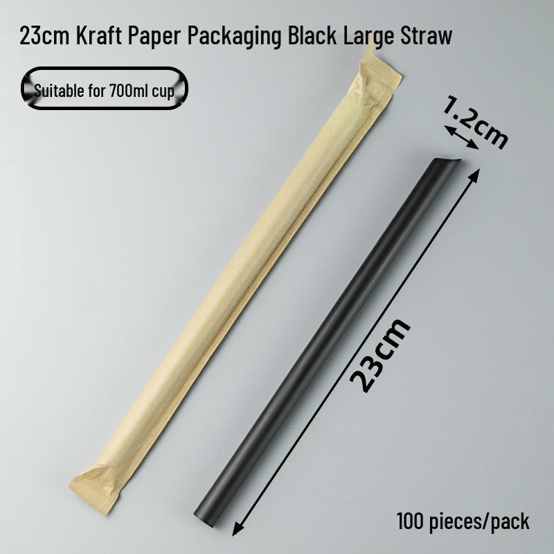 Individually Wrapped Biodegradable Black Straws for Hot Drinks - Thick & Thin, PLA, 2000 pcs.