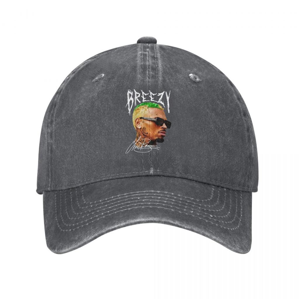 Casual Rapper Chris Brown Big Face Baseball Caps Men Women Distressed Cotton Sun Cap Outdoor Workouts Adjustable Fit Caps Hat