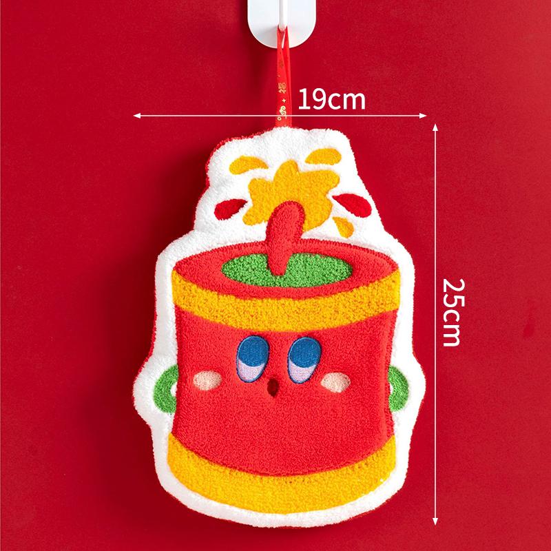 

Fleece Coral Hand Towel Creative Spring Festival Hongbao Lucky Bag Thick Hand Towel Hanging Kitchen Bathroom Towel Small Gift