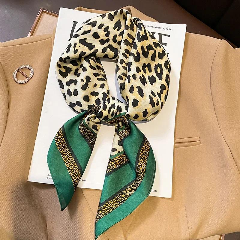 Retro Polka Dot Montage Silk Square Scarf Women Soft Satin Hairband Neckerchief Hijab Lady Headband Foulard Bag Ribbons Kerchief