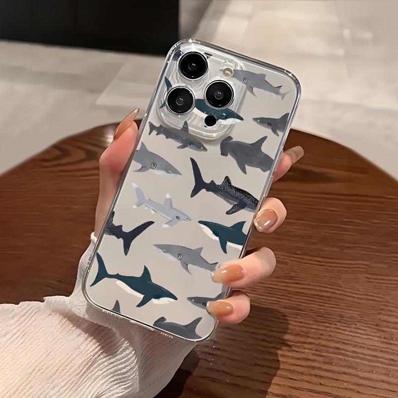 Shark Transparent Phone Case for iPhone 16E/15/14/13/12 Pro Max/11/7 Soft Cover