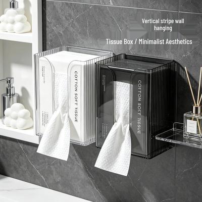 Wandmontierte Taschentuch- und Handtuch-Aufbewahrungsbox, Umgedrehtes Ausziehdesign, Keine Bohrarbeiten erforderlich für Badezimmer oder Küche.