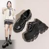 Goth Babes Rock Dark Punk Round Head Heightening Versatile Lace-up Platform Muffin Shoes Subcultural Small Leather Shoes