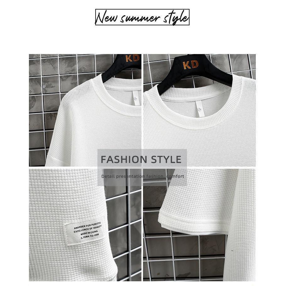 Waffle Men's Summer Short Sleeve and Shorts Two Piece Sets Sports Casual Tracksuit Men Comfortable Cool Shorts Oversized Set