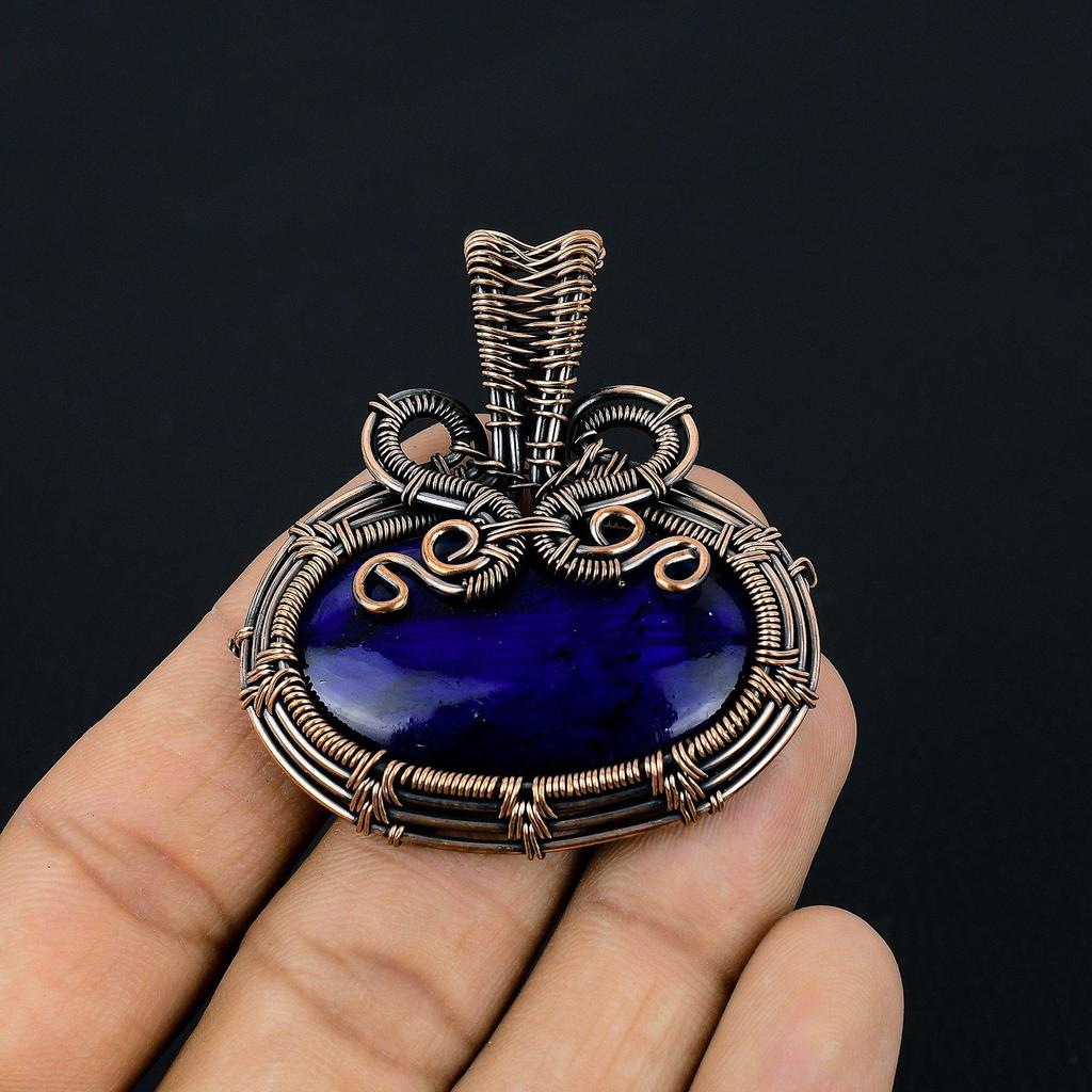 Blue Flash Labradorite Jewelry, 999 Copper Wire Wrapped Pendant, Handmade Gemstone Jewelry, Gifts For Wife Brand New Pendant