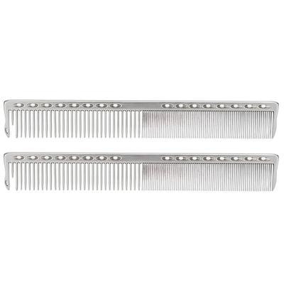 2pcs Professional Stainless Steel Haircut Comb Salon Hairdressing Comb Styling ToolSilver