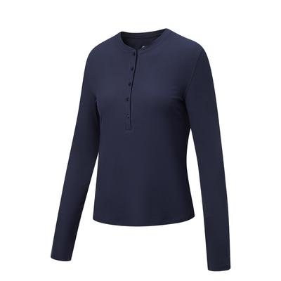 Fitness Series Solid Color Simple Casual Versatile Long Sleeve T-Shirt Women Tops ATLW096-5