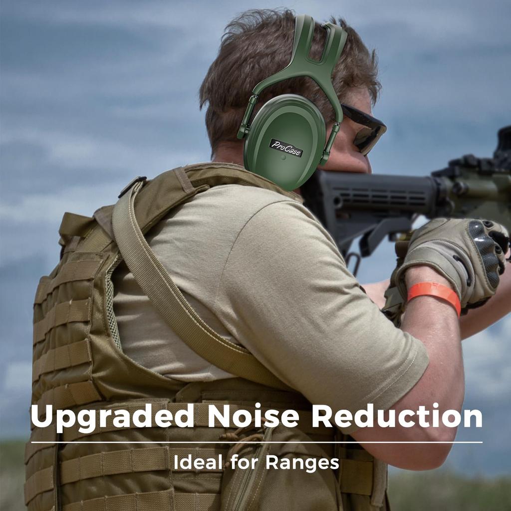 ProCase Adult Noise Cancelling Earmuffs with Adjustable Hearing Protection Noise Reduction 30dB NRR Green Headband, Headphones, Rate -