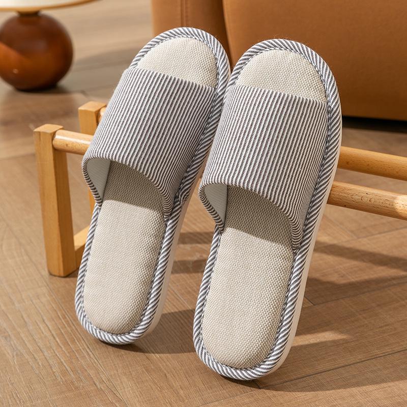 

Женские и мужские сандалии из хлопка и льна: Лето 2023 г. Бесшумные, впитывающие пот, нескользящие домашние тапочки 42/43 кофейный