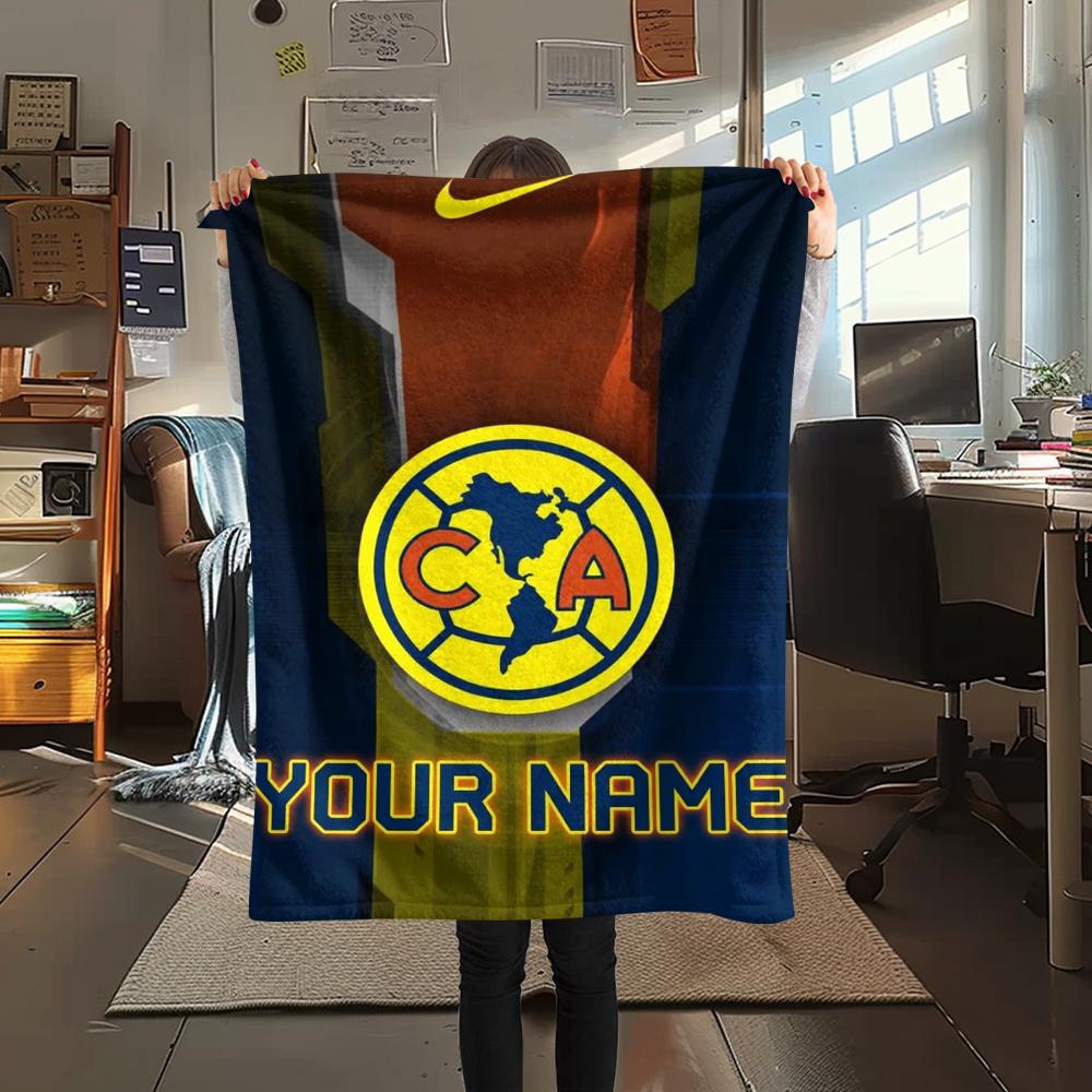 1PC Custom Name Club America Patterned Flannel Blanket Suitable For All Seasons for Home Decor Warmth and Comfort Gifts Holiday Present