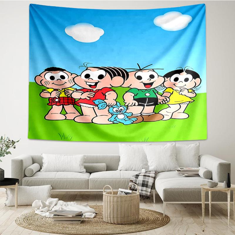 Turma-da-Mônica Print Tapestry, Backdrop, Easy Setup, Ideal for Bedroom, Office & Living Room, with Aesthetic Wall Hanging Decor.