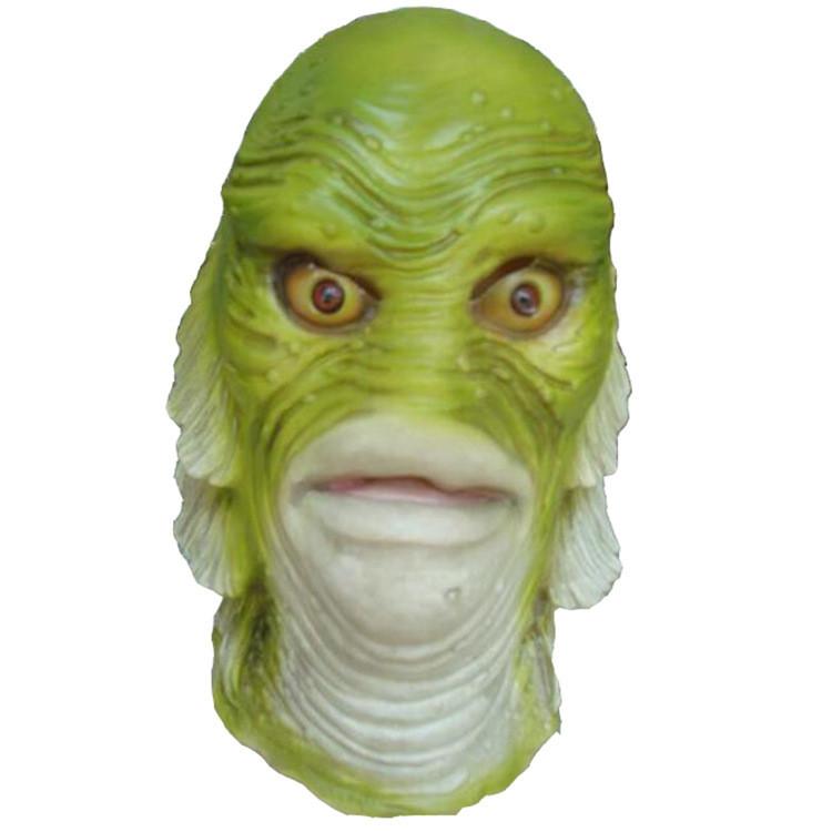 Monster Human Fish Head Mask With Latex Material For Costume Parties And Holiday Celebrations