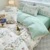 Sleeping Grid Warm Yang Velvet Soft and Comfortable Thick Brushed Print Four Piece Set
