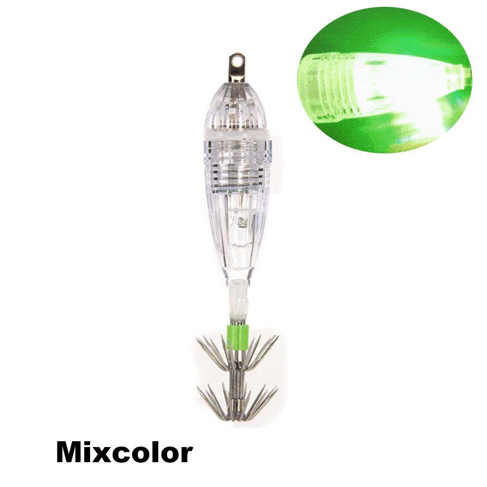 Diamond Shape Deep  Drop Underwater Fishing Squid LED Lure Light with hook Bass Spoon Flash Lamp
