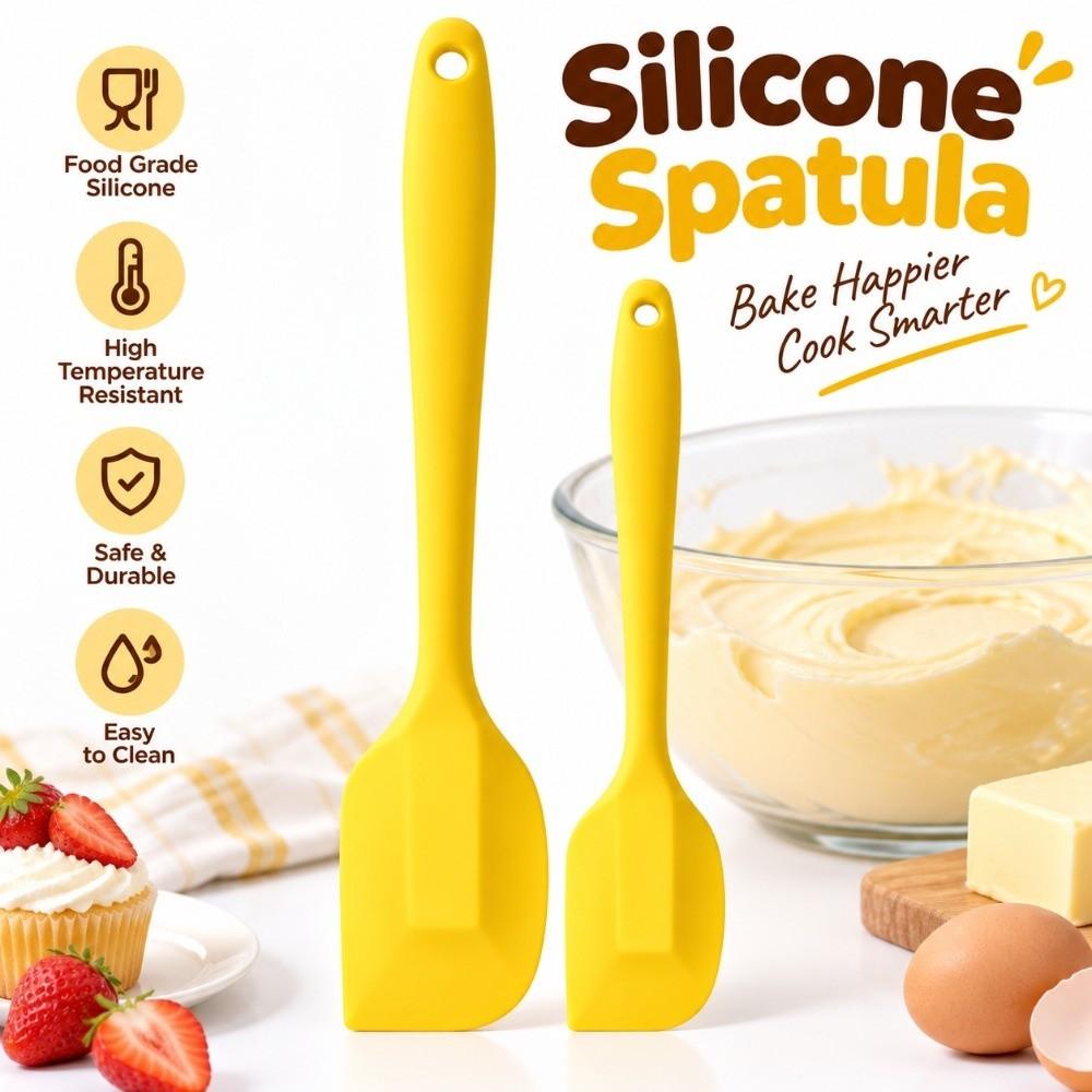 2pcs High Heat-Resistant Silicone Spatula Set Long Handle Silicone Butter Spatula Cooking Class